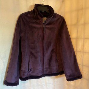 $$ SOLD $$ Green Tea Purple Fleece Faux Fur Lined Super Soft Jacket Size Medium